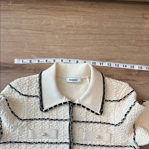 Sandro Paris Infinity jacket, cream knit with pearl buttons Size 2/US Small - Picture 13 of 15